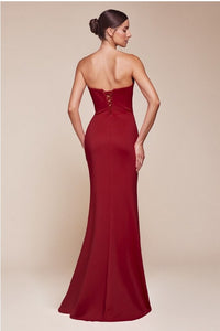 Red Strapless Chiffon Gown