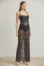 Black Crochet Knit Pattern Maxi Dress