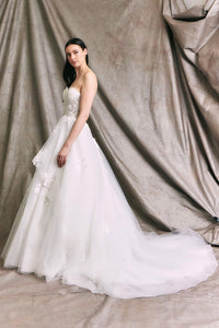 Off White Strapless Sweetheart Lace Top A Line Wedding Gown