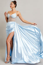 Ice Blue Sleeveless Sweetheart Illusion Top Sheath Dress