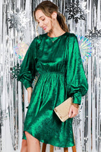 Hunter Green Metallic Foil Mini Dress