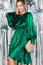 Hunter Green Metallic Foil Mini Dress