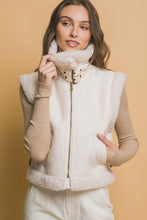 Ivory At Truffle Faux Leather Shearling Vest