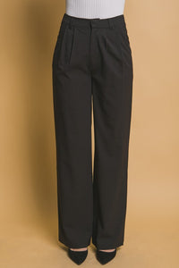 Black Pinstripe Wide Leg Pants