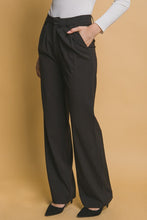 Black Pinstripe Wide Leg Pants