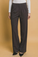 Charcoal Formal Striped Straight-Leg Pants