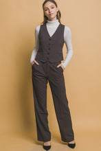 Charcoal Formal Striped Straight-Leg Pants