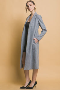 Lt.Grey JQ Fleece Long Line Coat