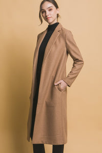 Camel JQ Fleece Long Line Coat