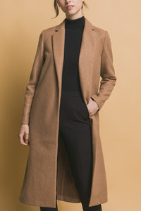 Camel JQ Fleece Long Line Coat