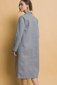 Lt.Grey JQ Fleece Long Line Coat