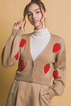 Khaki Strawberry Sweater Cardigan