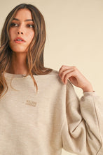 Taupe Round Neck Crop Pullover Sweatshirt Top