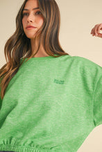 Apple Green Round Neck Crop Pullover Sweatshirt Top