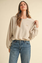 Taupe Round Neck Crop Pullover Sweatshirt Top