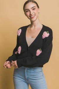 Black Strawberry Sweater Cardigan