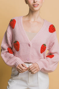 Lt.Pink Strawberry Sweater Cardigan