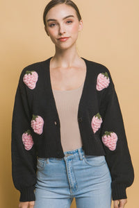 Black Strawberry Sweater Cardigan