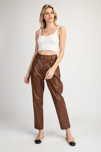 Chestnut Pleather Straight Pants