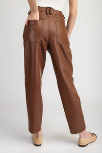 Chestnut Pleather Straight Pants