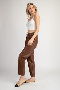 Chestnut Pleather Straight Pants