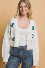 Off White Mid Cropped Flower Cardigan