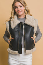 Black At Truffle Faux Leather Shearling Vest