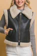 Black At Truffle Faux Leather Shearling Vest