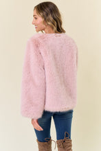 Blush Pink Faux Fur Coat With Hook And Eye Closure