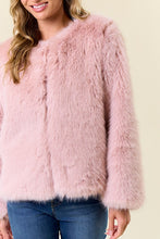 Blush Pink Faux Fur Coat With Hook And Eye Closure