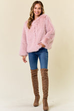 Blush Pink Faux Fur Coat With Hook And Eye Closure