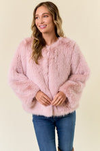 Blush Pink Faux Fur Coat With Hook And Eye Closure