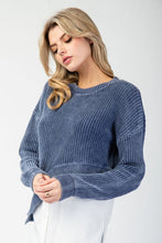 Denim Stone Washed Asymmetrical Sweater Layered Shirt