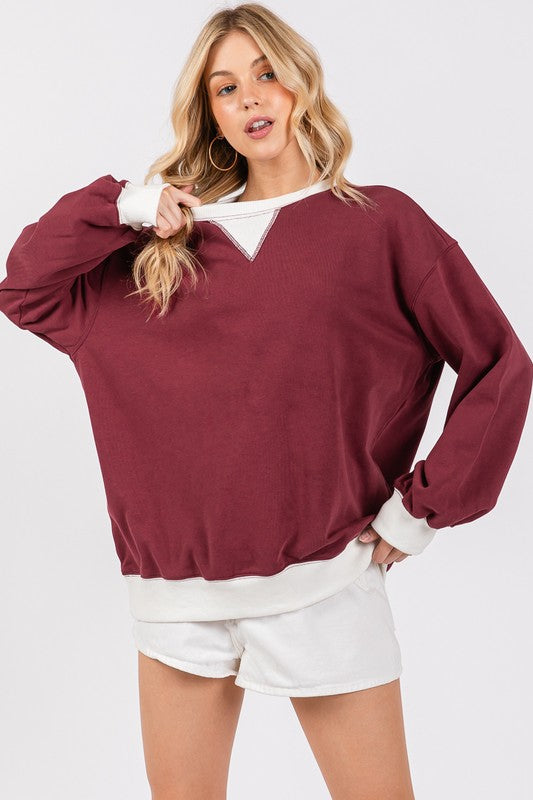 Burgundy/White Gameday French Terry Sweatshirt