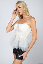 Off White Luxe Sheer Mesh See-Thru Tulle Ruffled Cami Top