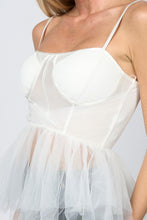 Off White Luxe Sheer Mesh See-Thru Tulle Ruffled Cami Top