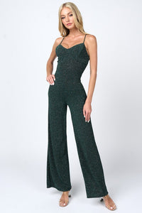 Hunter Metallic Lurex Glitter Drawtring Widelegs Jumpsuit