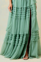 Sage Bustier Corset Top Ruffle A Line Dress