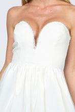 Ivory Luxe Rhinestones Trim Sweetheart Bubble Mini Dress