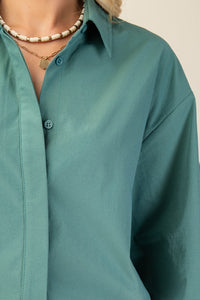 Teal Oversized Button Up Shirt