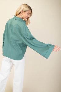 Teal Oversized Button Up Shirt