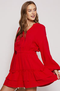 Red Boho Pumpkin Patch Tiered Dress