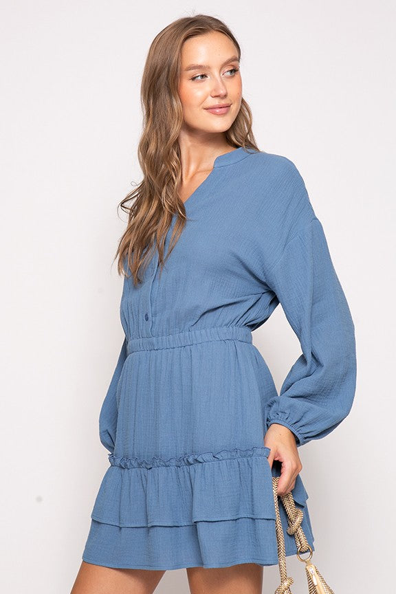 Denim Boho Pumpkin Patch Tiered Dress