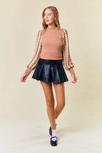 Latte Stripe Popcorn Textured Puff Long Sleeve Top