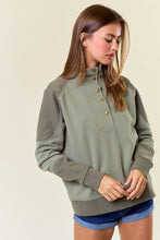 Olive Fleece French Terry & Rib Mix Mock Neck Sweatshirt