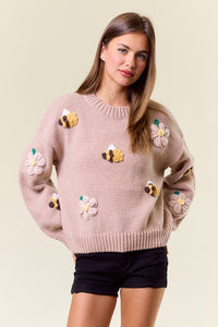 Blush Pink Bee Knit Sweater