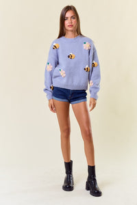 Pastel Blue Bee Knit Sweater