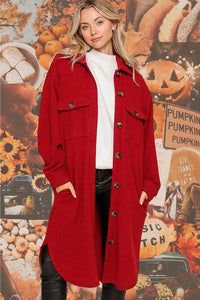 Dk Red Soft And Cozy Oversized Waffle Jacket