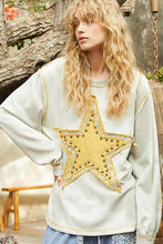 Grey Multi Vintage Washed Star Patch With Stude Knit Top