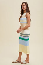 Taupe/Teal Colorblock Sweater Tank Midi Dress